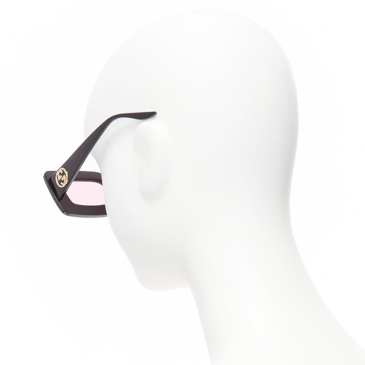 GUCCI GG0974S silver crystal frame pink lens rectangular sunnies