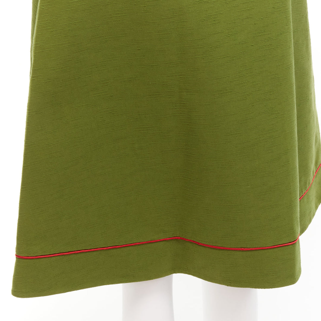 rare CHRISTIAN DIOR John Galliano 1999 Communist green pique Aline skirt FR40 L