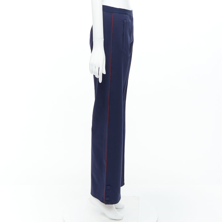 TORY BURCH SPORT navy burgundy trim wide cropped pants S