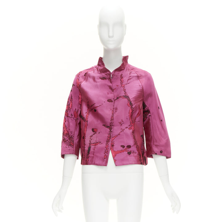 SHIATZY CHEN purple oriental abstract silk brocade cropped jacket IT44 L