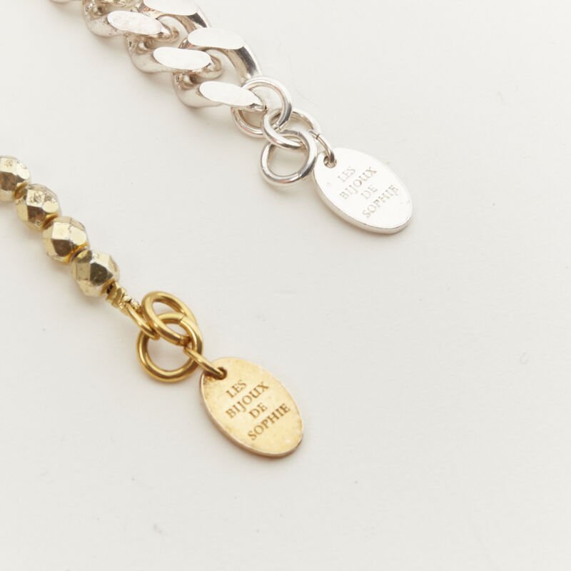 LE BIJOUX DE SOPHIE Lot of 2 gold skull charm silver crystal bow chain bracelet