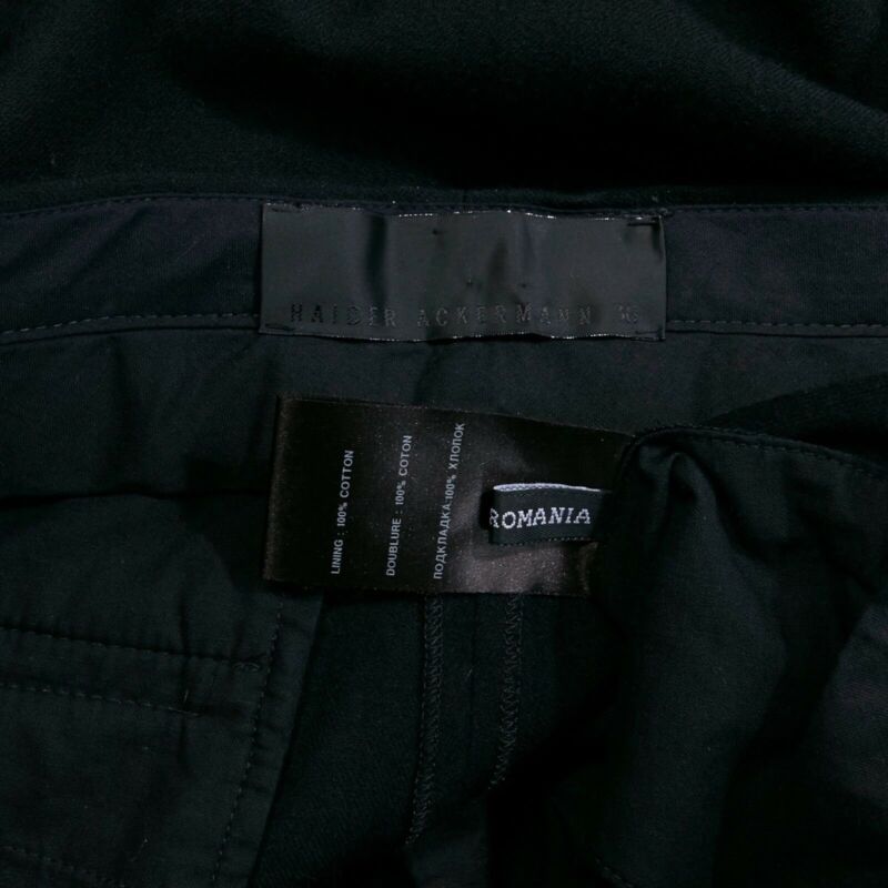HAIDER ACKERMANN black fleece wool slim leg casual trousers pants FR36 32"