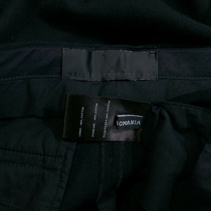HAIDER ACKERMANN black fleece wool slim leg casual trousers pants FR36 32"