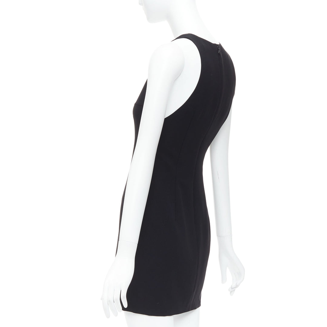 ALEXANDER WANG black fish wire plunge neck mini dress US2 S