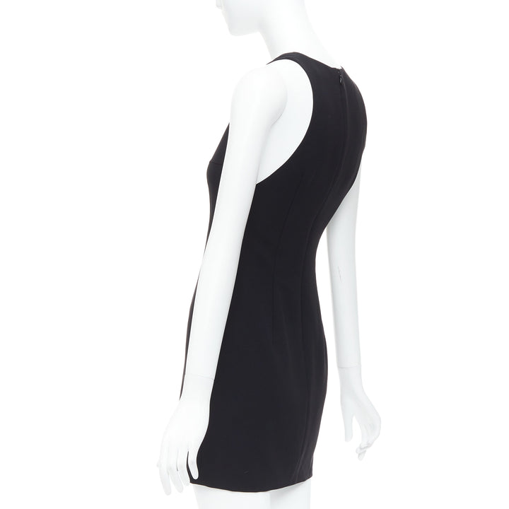 ALEXANDER WANG black fish wire plunge neck mini dress US2 S