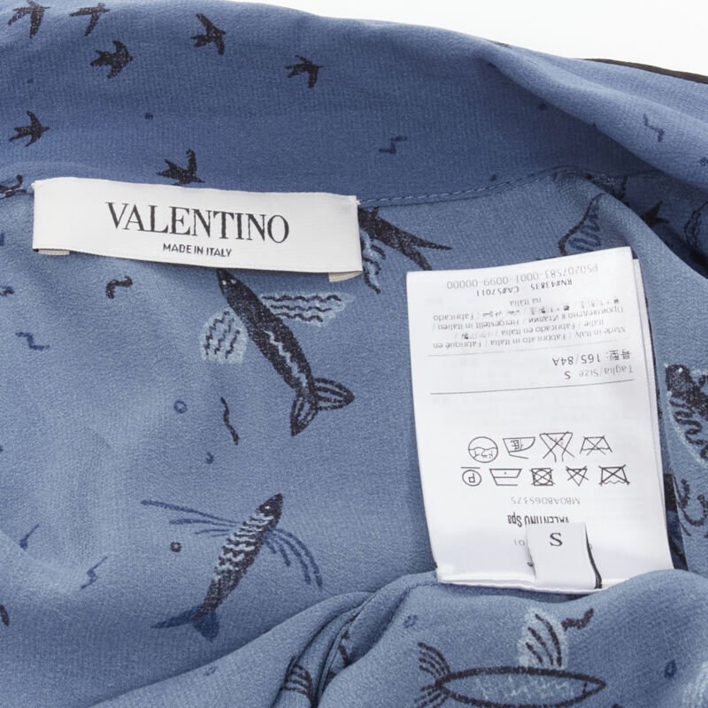 VALENTINO 100% silk 2017 Garden of Early Delights Corpora silk blue shirt S