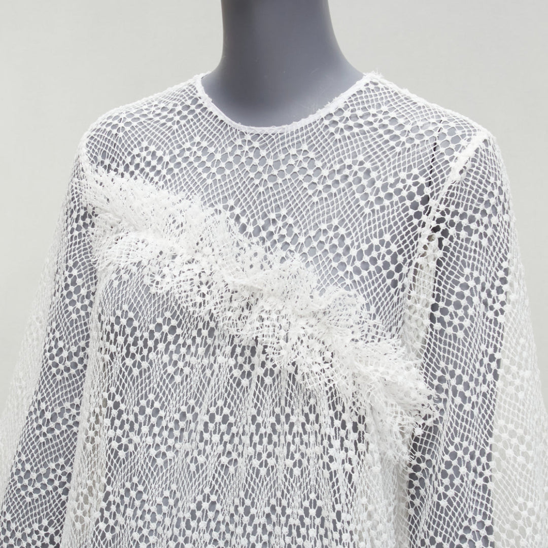 ANAIS JOURDEN 2018 Runway white net beige fringe skirt dress FR38 M