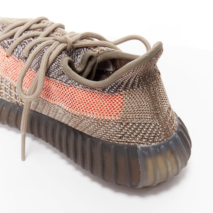 YEEZY Boost 350 V2 Ash Stone orange knit lace up chunky sneakers UK8 EU42