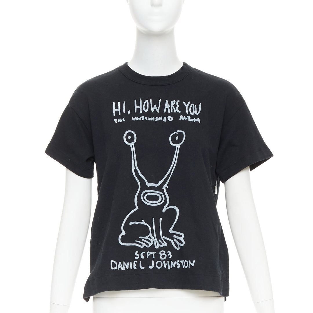 SACAI 2017 Daniel Johnston frog print  black white cotton zip side tshirt JP1 S