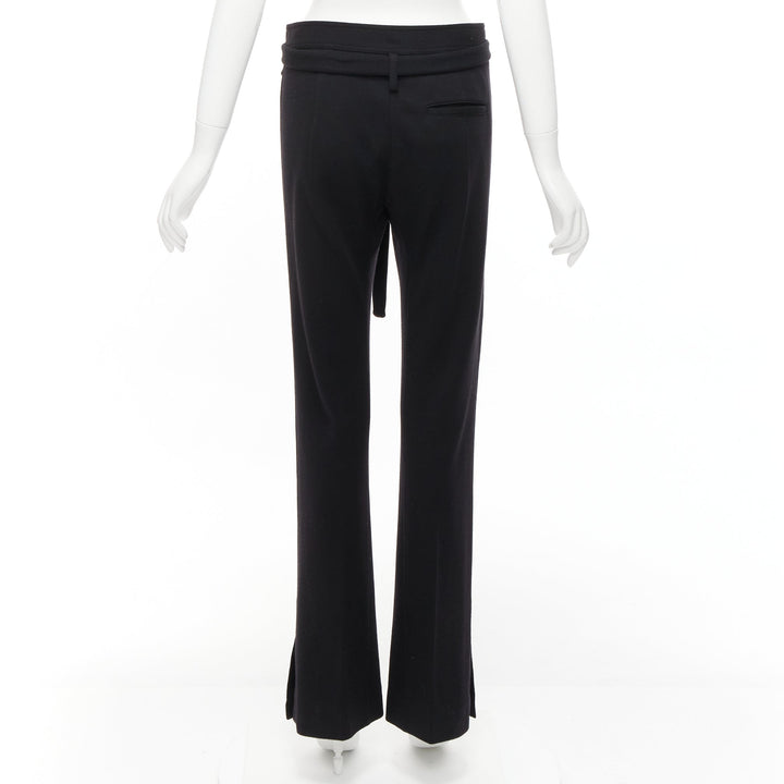 OLD CELINE Phoebe Philo black 100% virgin wool belted wide pants FR38 M