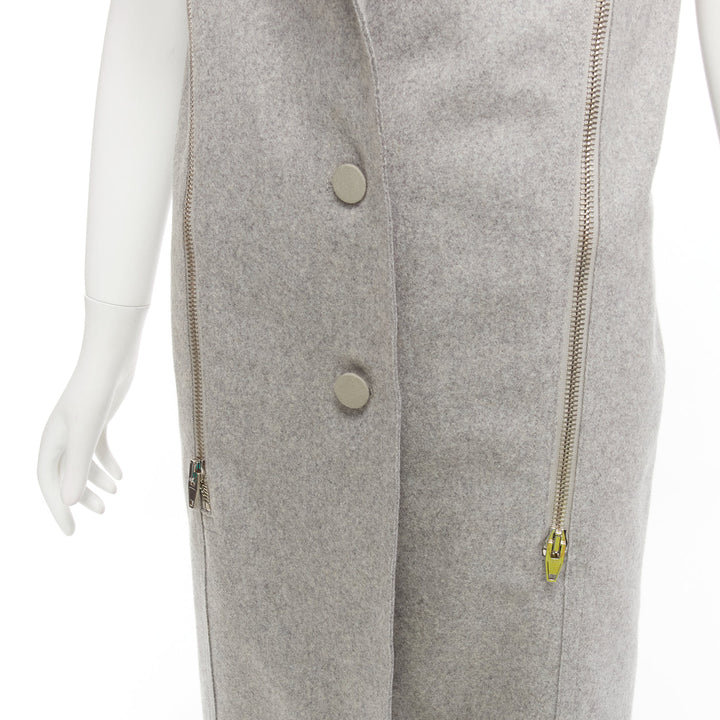 ALEXANDER WANG Saga Furs grey fur collar virgin wool blend vest dress US4 S