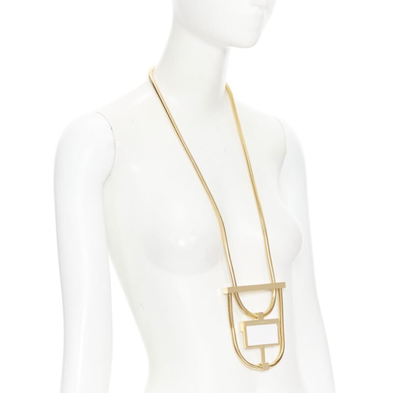 SAINT LAURENT Hedi Slimane Opium white stone geometric pendent necklace