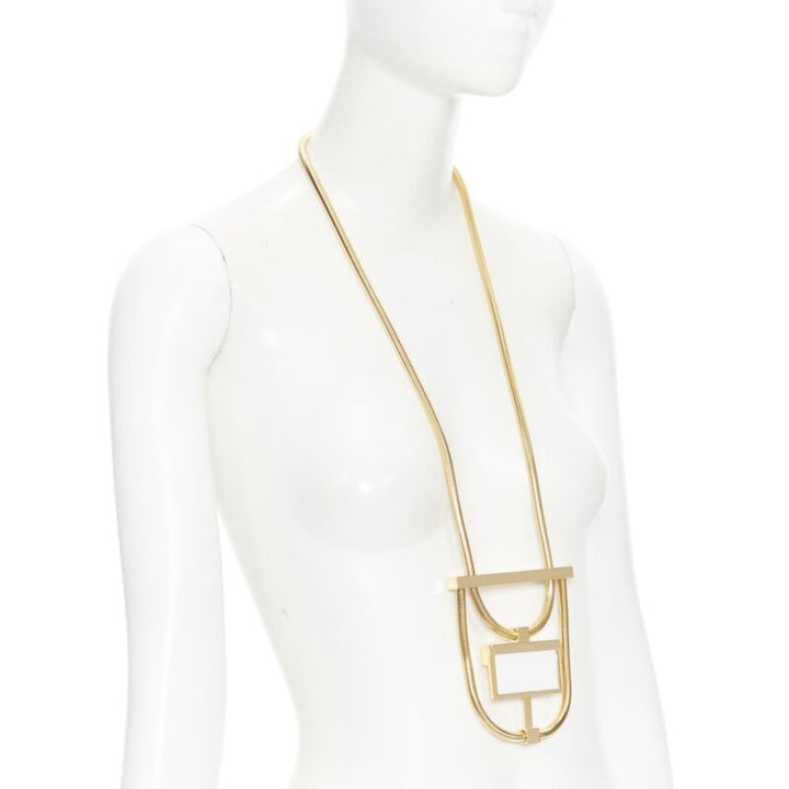SAINT LAURENT Hedi Slimane Opium white stone geometric pendent necklace