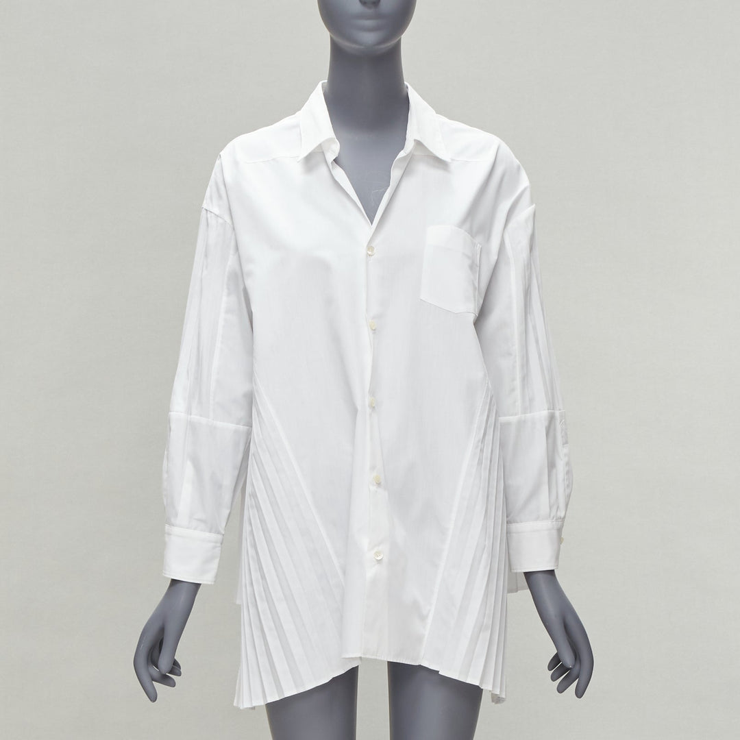 JUNYA WATANABE 2018 white accordion pleat side tunic shirt XS