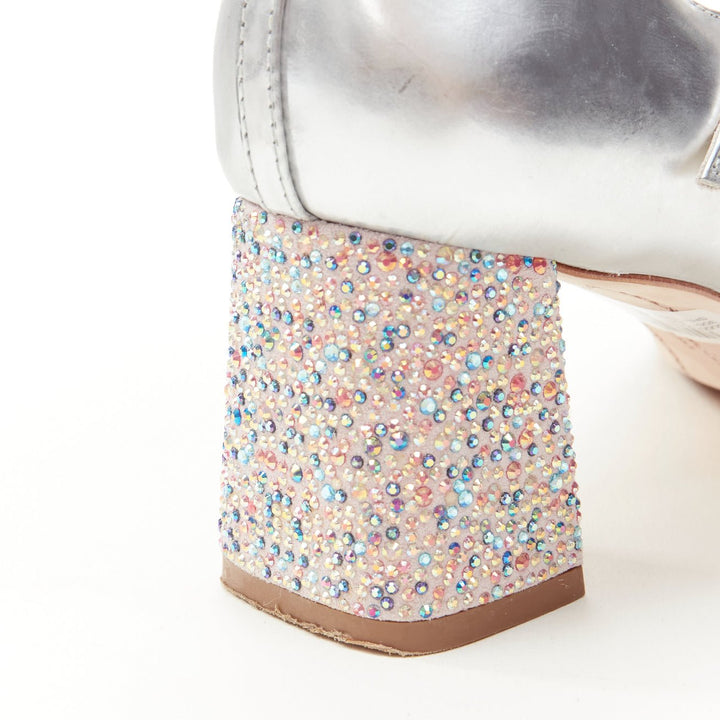 SOPHIA WEBSTER metallic silver crystal encrusted butterfly maryjane heel EU37