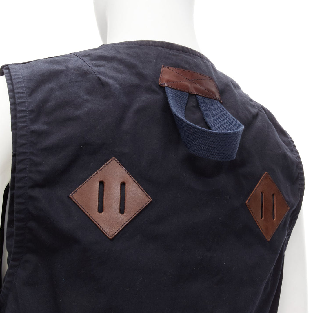 JUNYA WATANABE MAN HERVIER 2013 Reversible navy brown suede fisherman vest M