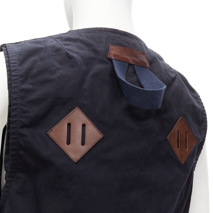 JUNYA WATANABE MAN HERVIER 2013 Reversible navy brown suede fisherman vest M