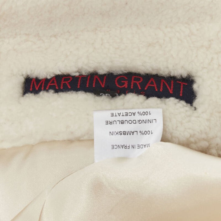 MARTIN GRANT 100% lambskin shearling white oversized Teddy winter coat  FR36 S