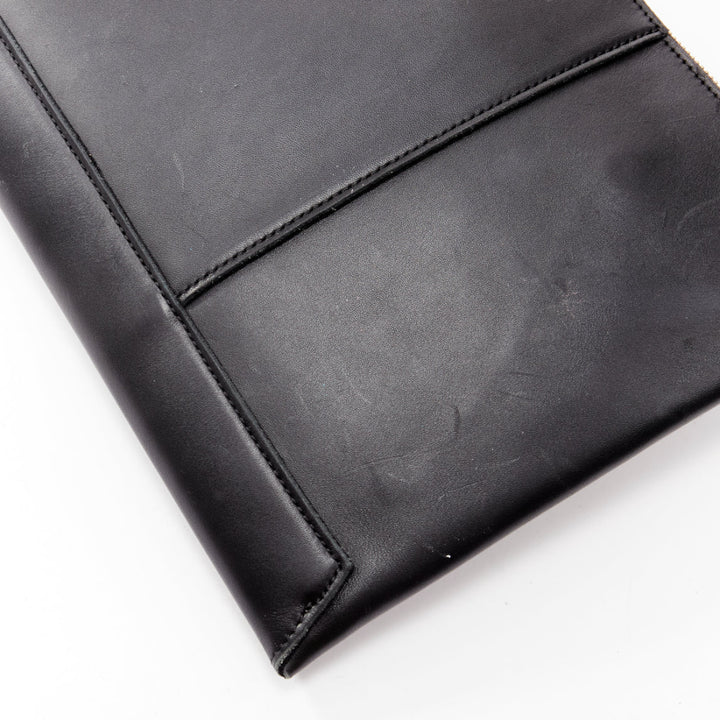 MARNI beige black smooth leather gold stud buckle dual oversized zip clutch bag