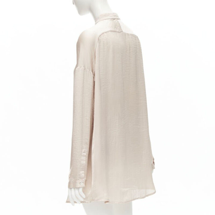 HAIDER ACKERMANN hammered polyester blush pink oversize shirt  FR38 M