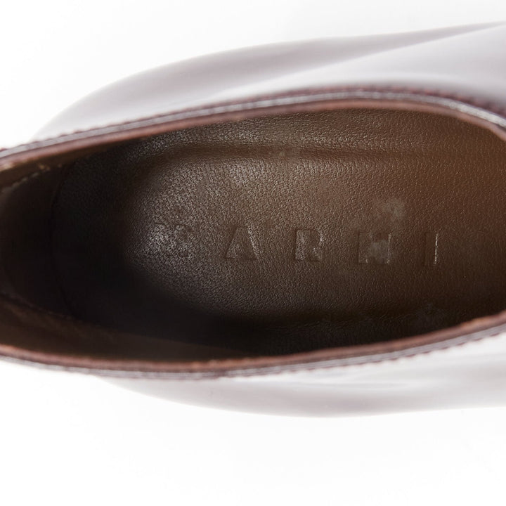 MARNI dark brown black toe cap kitten heel zip front bootie EU37