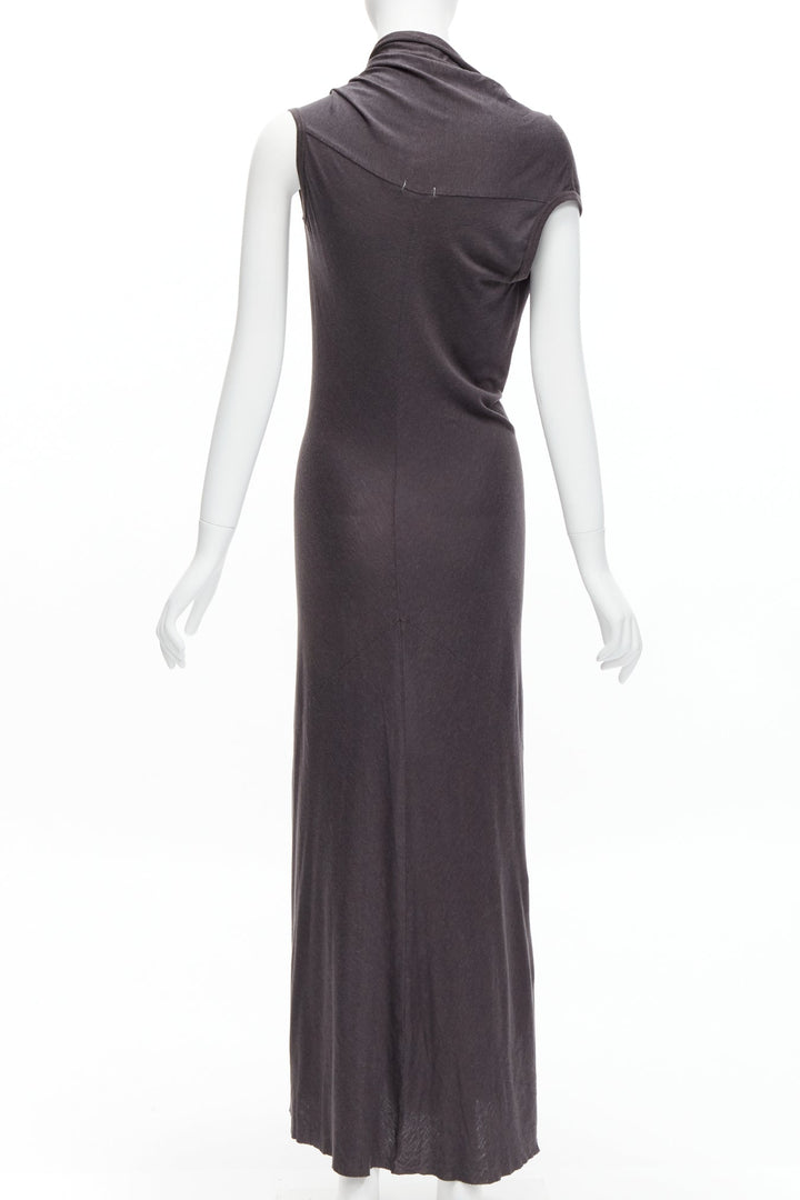 COMME DES GARCONS 1998 Vintage grey cowl neck flutter seam 3D cut midi dress S