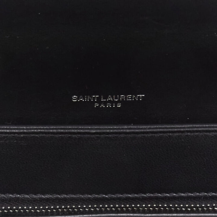SAINT LAURENT Babylone black smooth leather top handle  flap crossbody bag