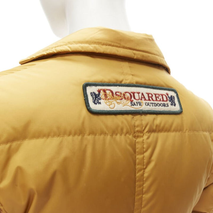 DSQUARED2 mustard white goose down padded 3-pocket blazer jacket IT38 XS