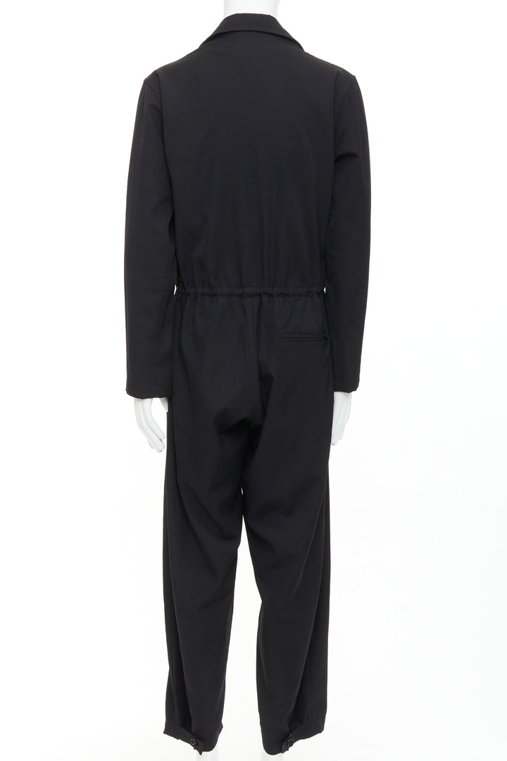 YOHJI YAMAMOTO HOMME black lightweight wool pocket cargo overall jumpsuit JP2 M
