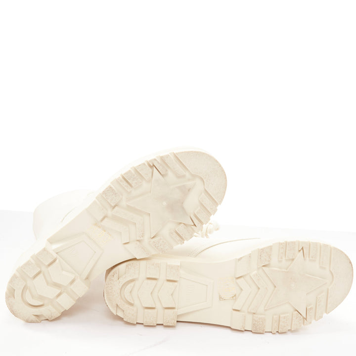 DIOR Dioriron cream CD logo back rubber cap combat boots EU38