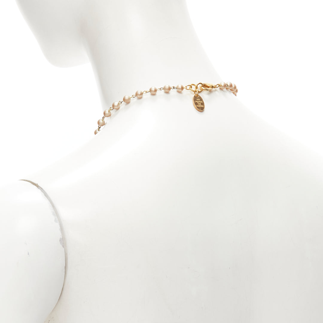 LE BIJOUX DE SOPHIE black crystal aboriginal statue pearl chain necklace