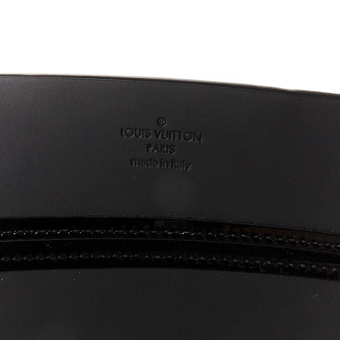 rare LOUIS VUITTON 2011 Runway Fetishes black patent peplum corset belt 85cm