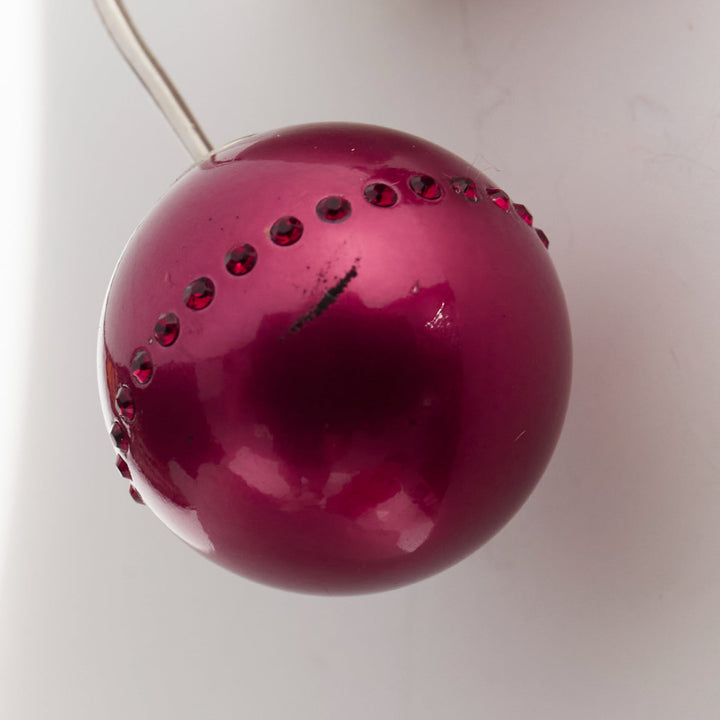 DIOR Tribales pealescent red faux pearls crystal orbital pin earrings Pair