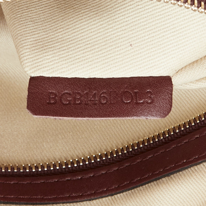 VALENTINO Rockstud rose gold burgundy leather studded logo clutch