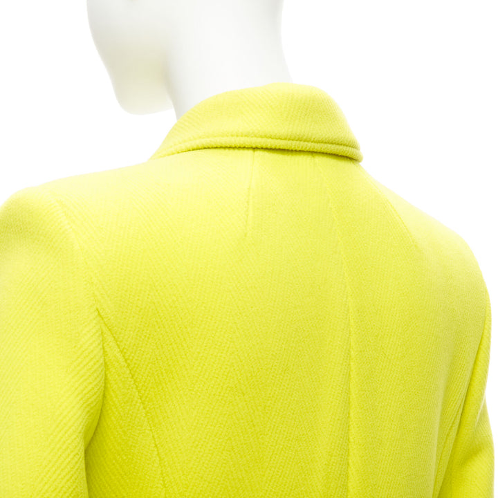 BALENCIAGA Hourglass bright yellow wool double breasted peplum coat FR34 XS
