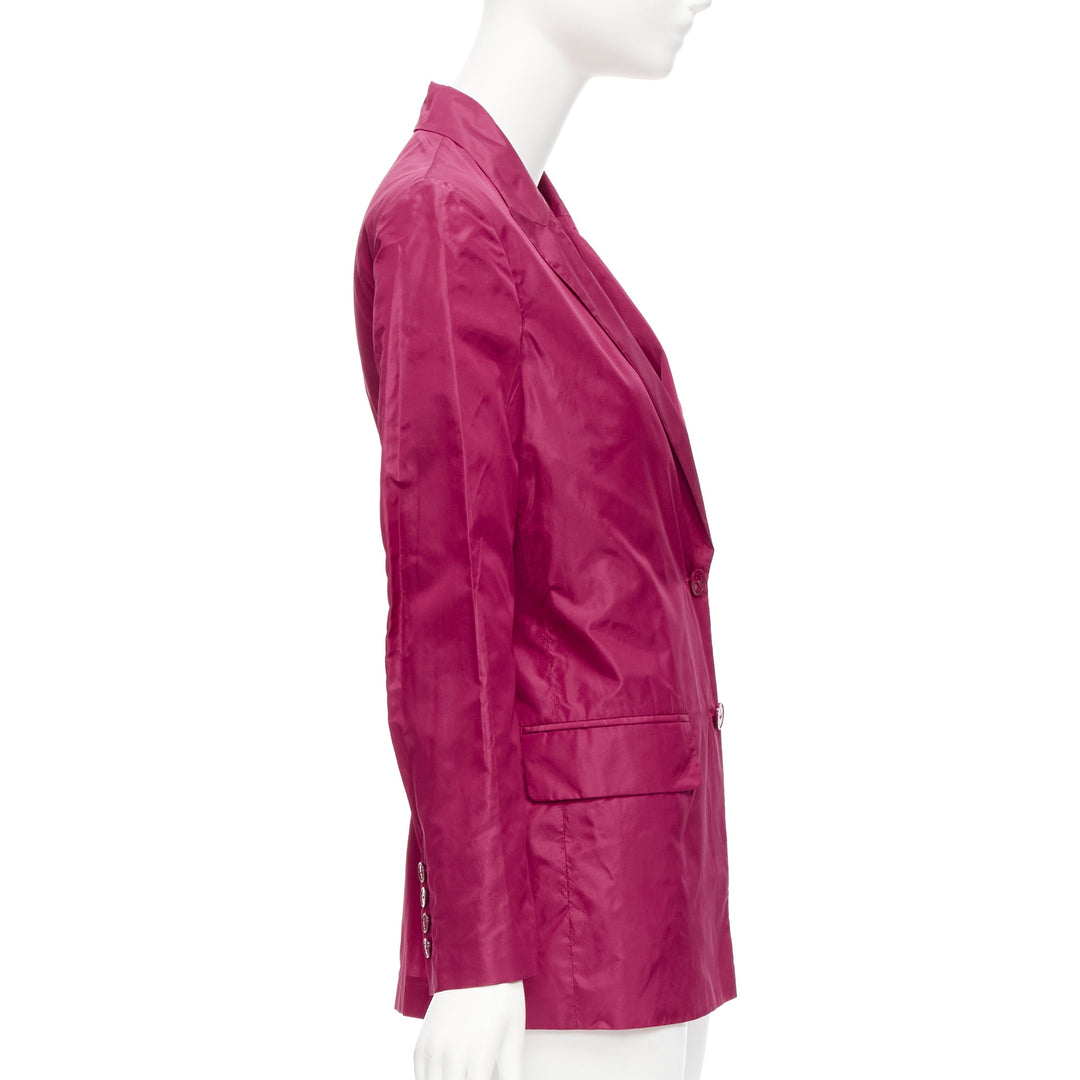 VALENTINO Piccioli 100% silk raspberry pink cinched waist casual blazer IT36 XXS
