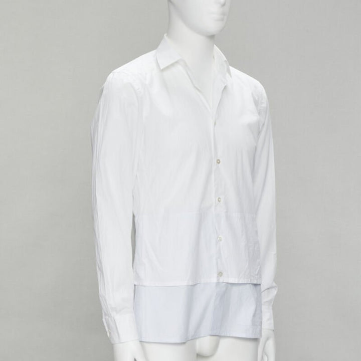 RAF SIMONS white extended layered hem deconstructed shirt EU44 S