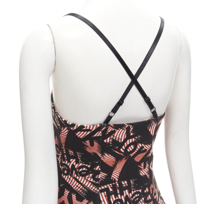 JEREMY SCOTT orange X-ray New York City Names strappy mini dress