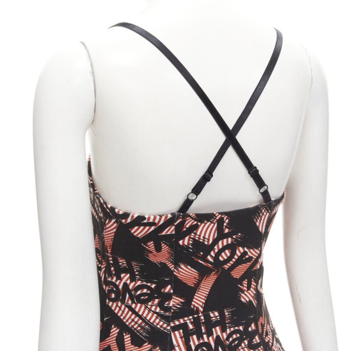 JEREMY SCOTT orange X-ray New York City Names strappy mini dress