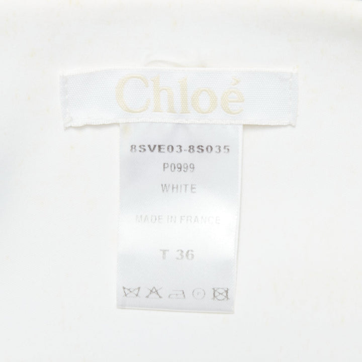 CHLOE white cotton batwing square collar zip cuff crop jacket FR36 S