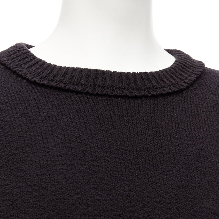 LORO PIANA 2021 Hiroshi Fujiwara black cotton logo tab round neck knit sweater M