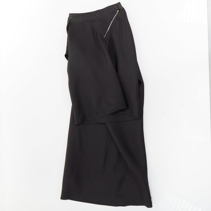 RICK OWENS 2017 Walrus 100% silk black draped high low skort skirt IT38 XS