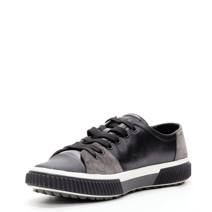 PRADA Stratus black grey suede leather low top sneakers UK5.5 EU39.5