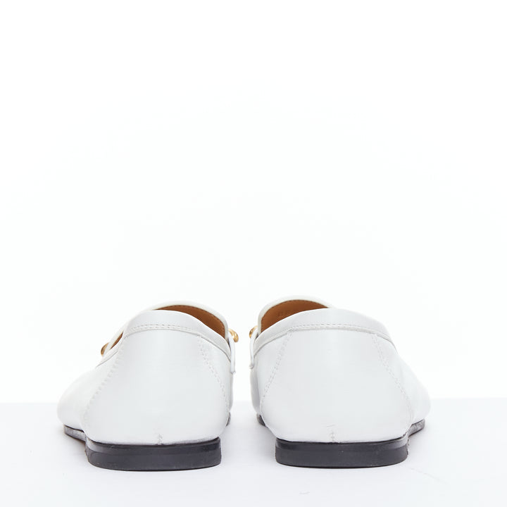 HERMES Colette white goat leather gold plated Roulis buckle loafers EU37