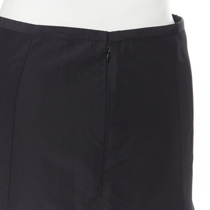 RALPH LAUREN black pleated hem A-line knee length skirt work US2 XS