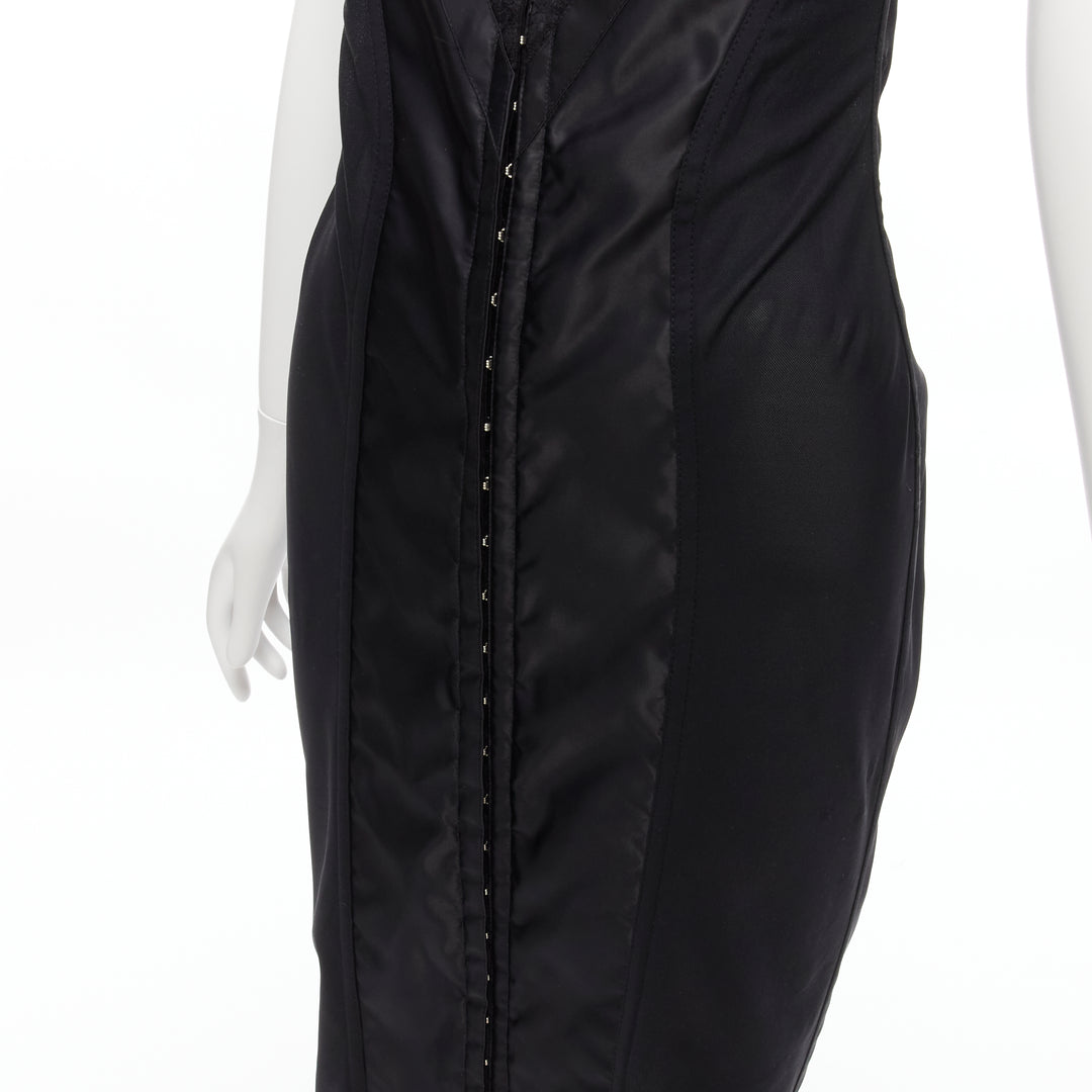 DOLCE GABBANA black lace bustier boned corset cocktail dress IT38 XS