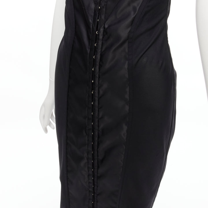 DOLCE GABBANA black lace bustier boned corset cocktail dress IT38 XS