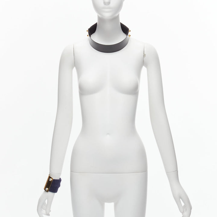 SACAI AMBUSH black gold navy metal studs terrycloth cuff XL choker set