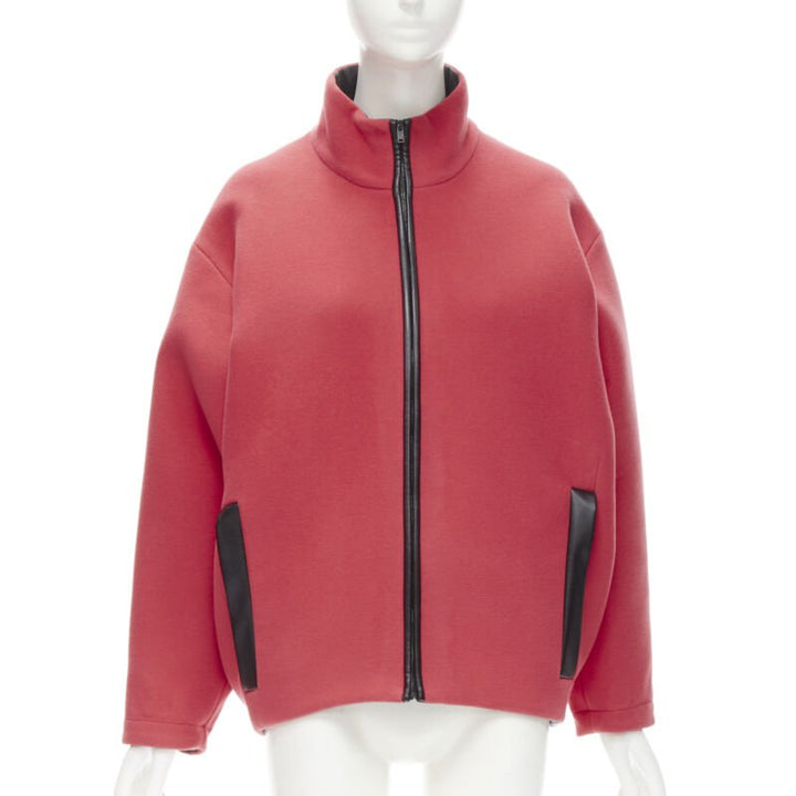 rare BALENCIAGA 2012 Nicolas Ghesquiere red wool cocoon bomber jacket FR34 XS