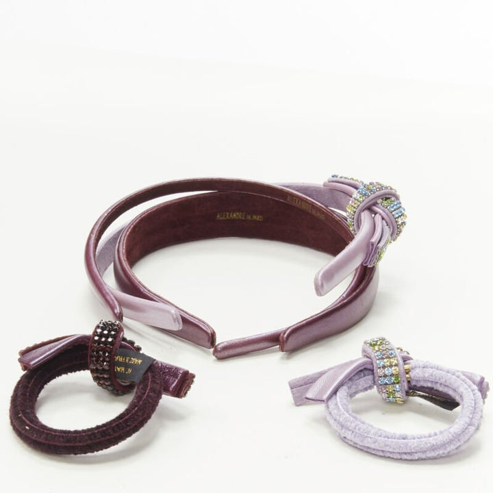 ALEXANDRE DE PARIS Alexander Zouari LOT OF 5 purple crystal headband hair tie
